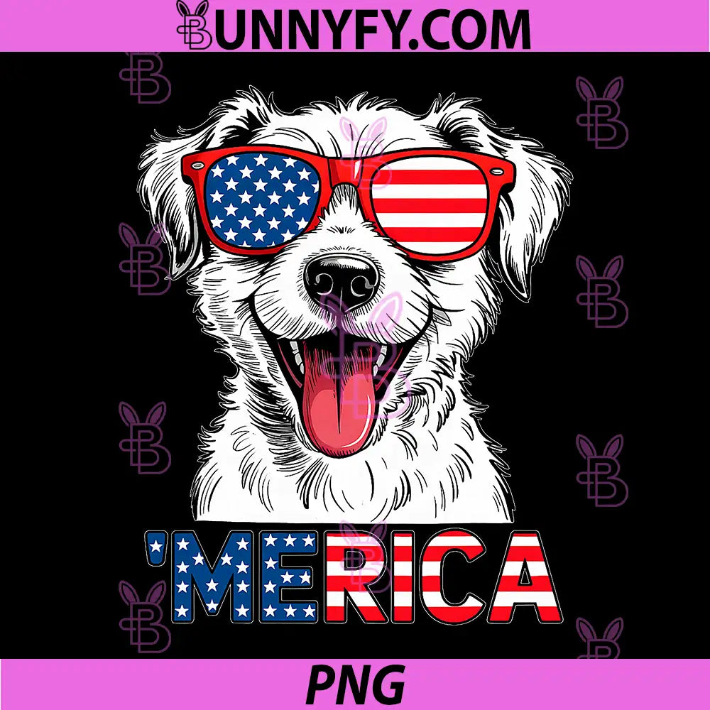 Golden Retriever Dog 4th of July PNG, Merica American Patriotic PNG