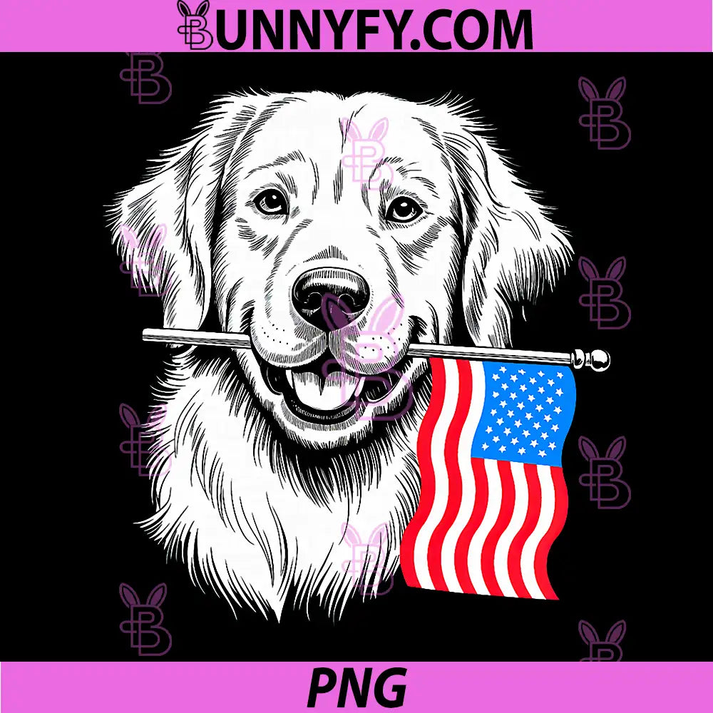 Golden Retriever Dog 4th of July PNG, Merica American Patriotic PNG