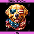 Golden Retriever Dog American PNG, Flag Sunglasses 4th of July PNG