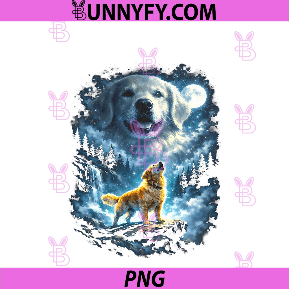 Golden Retriever PNG, Howling At Moon PNG