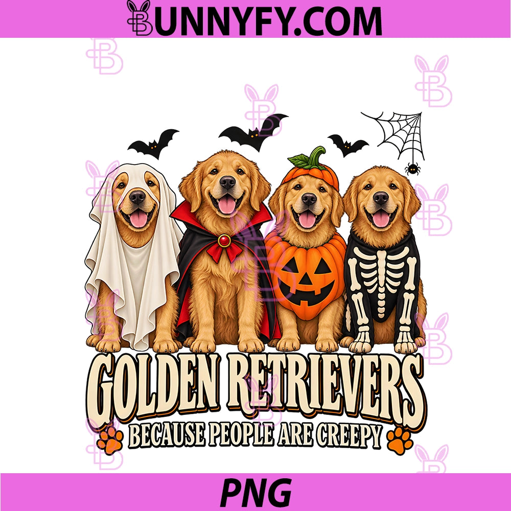 Golden Retrievers PNG, Because People Are Creepy Halloween Dog PNG