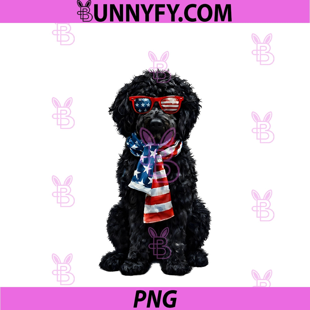 Goldendoodle 4th Of July PNG, Patriotic Black Golden Doodle Cute PNG