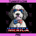 Goldendoodle American Flag PNG, Patriotic 4th of July PNG