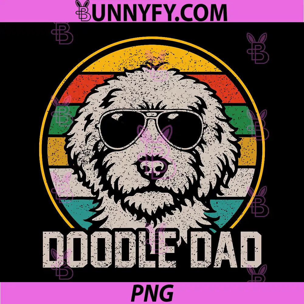 Doodle Dad Retro Dog Sunglasses PNG, Vintage Goldendoodle Gift Art PNG