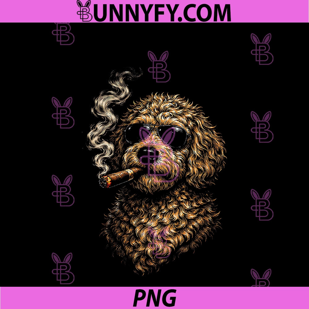 Goldendoodle Dog Smoking Cigarette PNG, Funny Goldendoodle Meme PNG