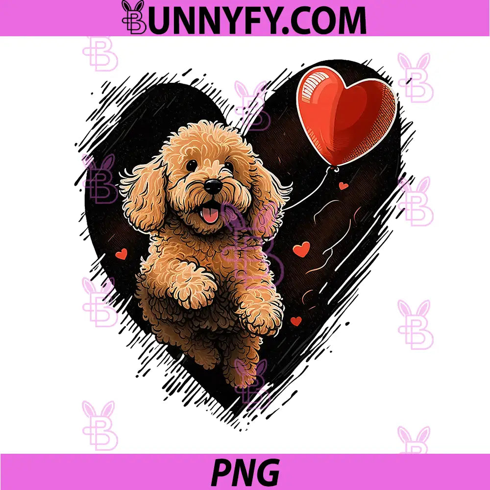 Goldendoodle Valentine Heart PNG, Cute Dog Lover PNG