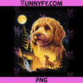 Goldendoodle Howling to The Moon PNG, Vintage Funny Goldendoodle PNG