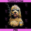 Goldendoodle Smoking Cigarette Whisky Lover PNG, Funny Doodle Dog PNG