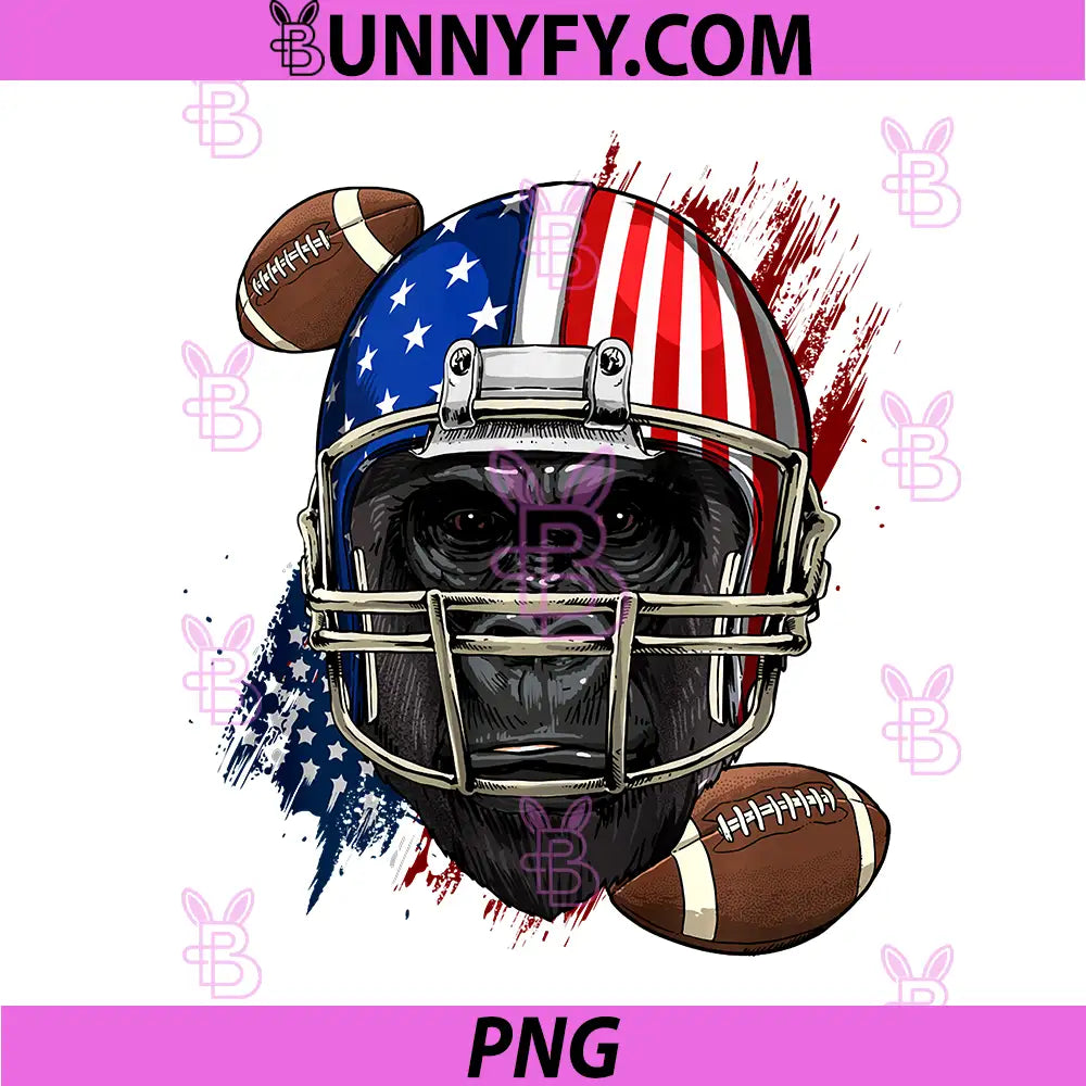 Gorilla American Football PNG, Gorilla Lovers USA Flag Performance PNG