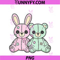 Goth Bunny Teddy Bear Creepy Kawaii Horror PNG, Plush Doll Weird PNG