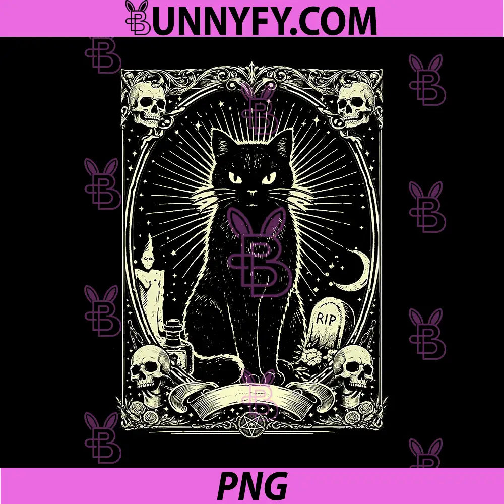 Gothic Black Cat PNG, Vintage Design Black Cat PNG