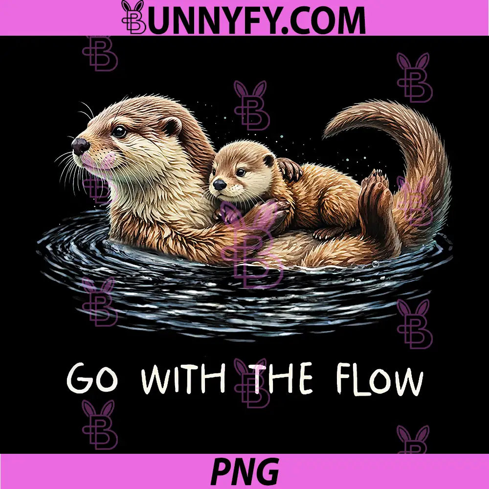 Go with The Flow PNG, Sea Otter Mother Day PNG