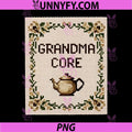 Grandma Core Funny PNG, Cross Stitching Teapot Cottage Aesthetic PNG