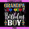 Grandpa of The Birthday Boy PNG, Autism Awareness Family PNG