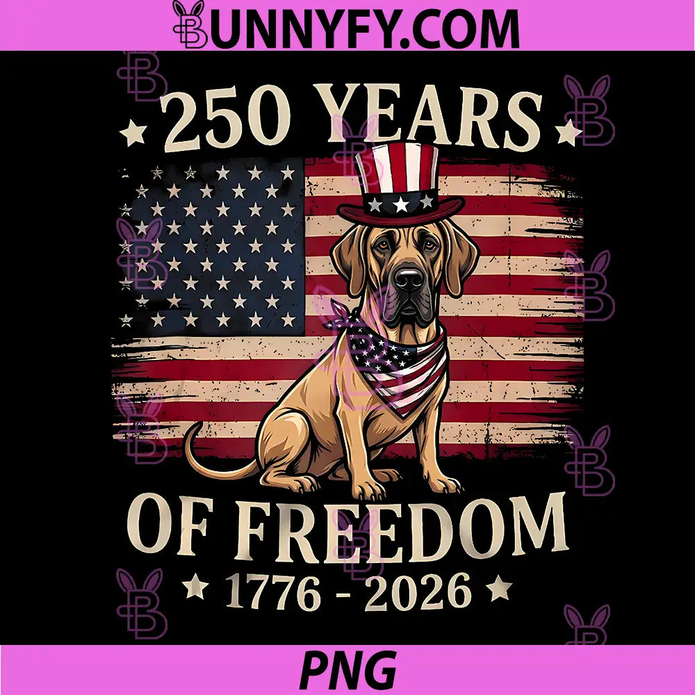 Great Dane Dog 250 Years of Freedom PNG, USA Flag 4th July PNG
