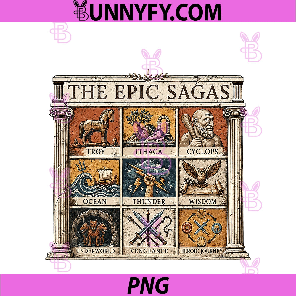 Greek Mythology Epic Sagas PNG, Odyssey Ithaca Thunder Retro PNG