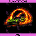 Green Exotic Car Fire PNG, Racing Car Turbo Race PNG