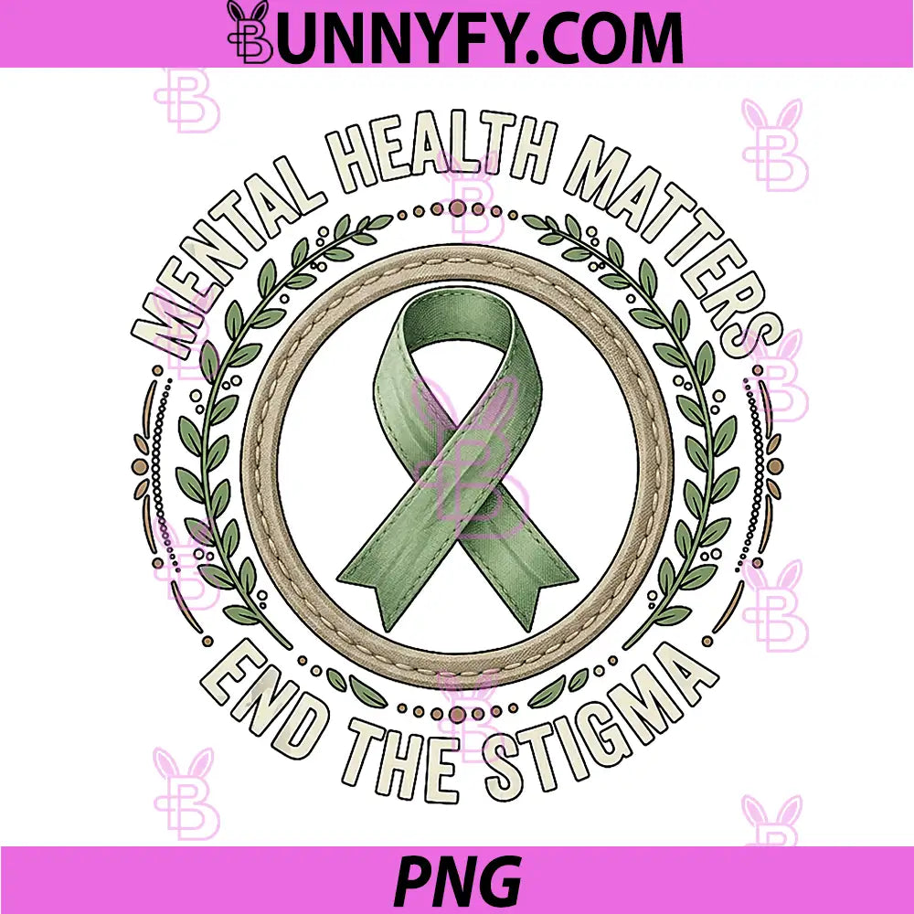 Green Ribbon Awareness PNG, Mental Health Matters End The Stigma PNG