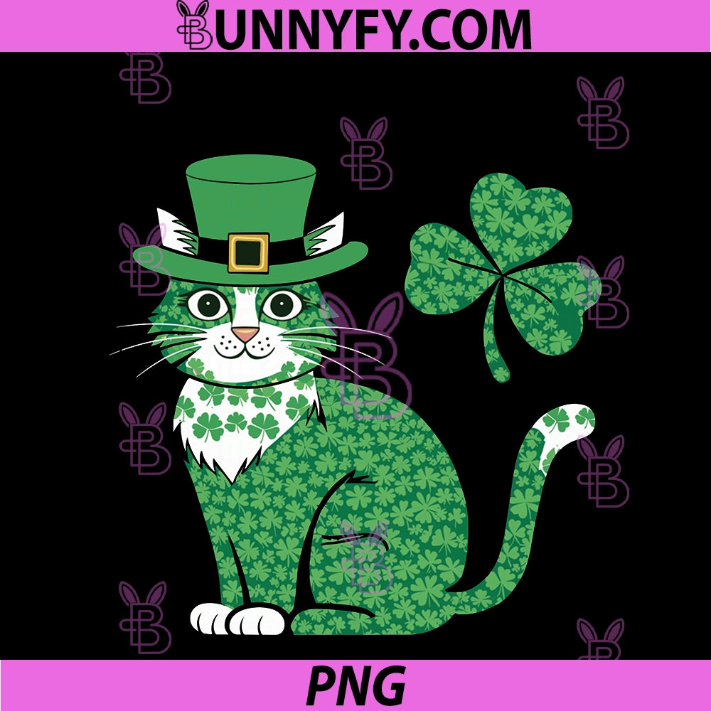 Green Shamrock Cat St. Patrick’s Day Irish PNG, Lucky Pet Lover PNG