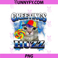 Greetings Huzz PNG, Funny Lollipop Cat Meme PNG