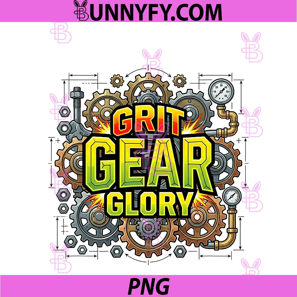 Grit Gear Glory PNG, Mechanic Motivation Design PNG