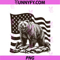 Grizzly Bear & Distressed American Flag PNG, Fierce Growling Bear PNG