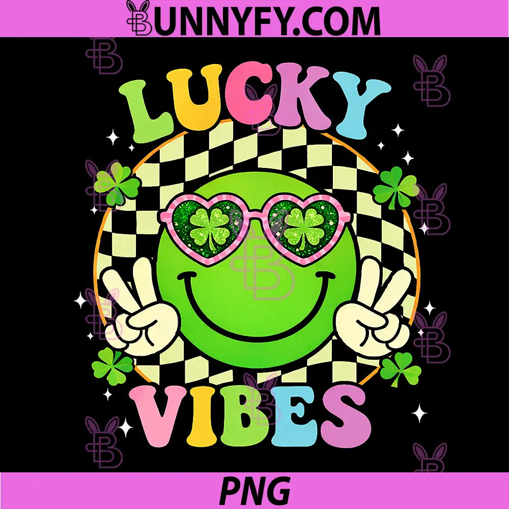 Groovy St Patricks Day PNG, Lucky Vibes Shamrock PNG