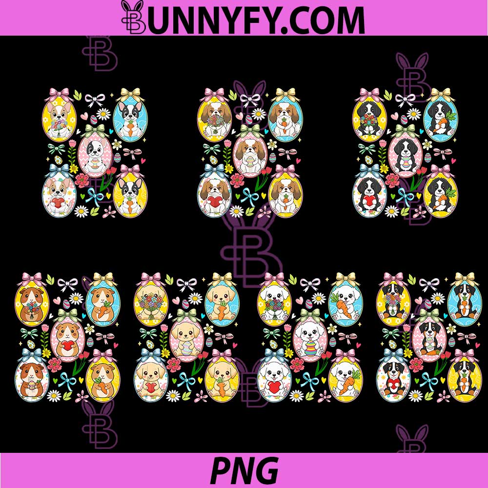 Group Pekingeses Inside PNG Bundle, Easter Eggs Collection Colorful PNG