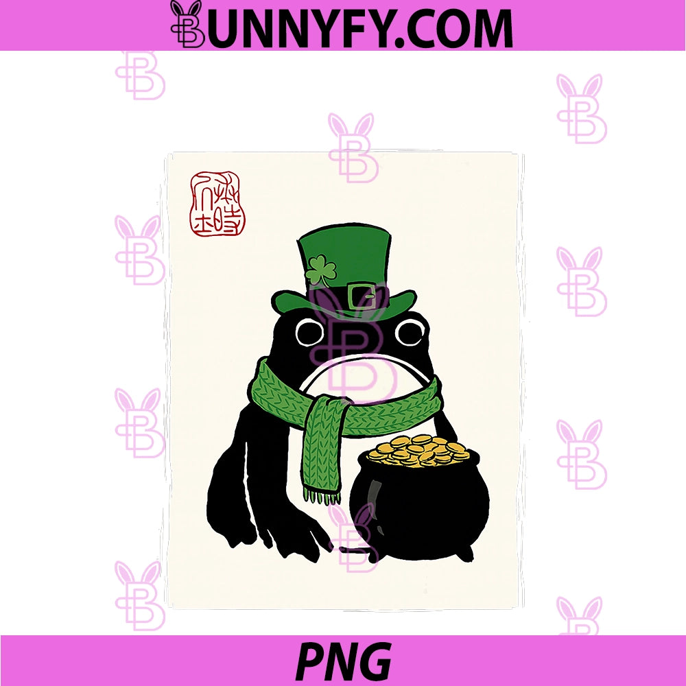 Grumpy Frog Japanese PNG, Funny St. Patrick's Day PNG