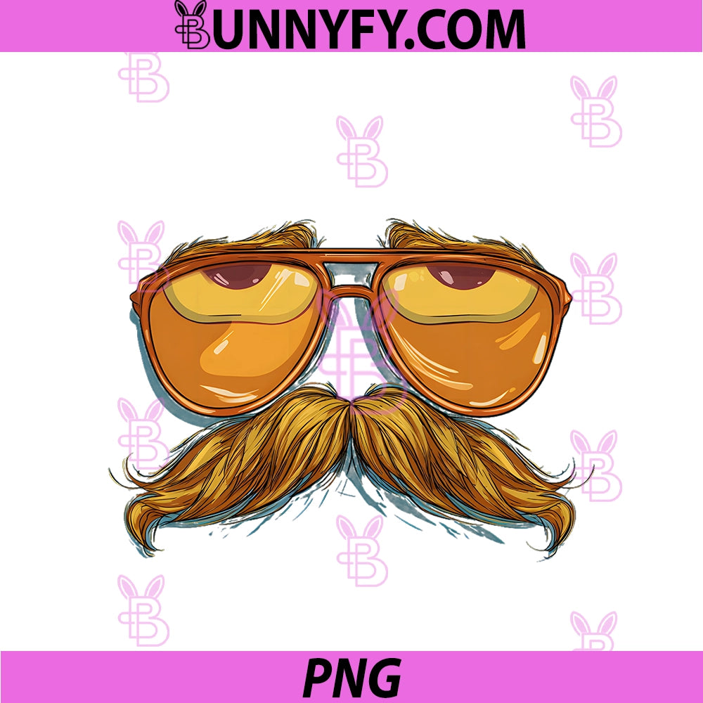Grumpy Glasses Face PNG, With Mustache Beard Graphic PNG