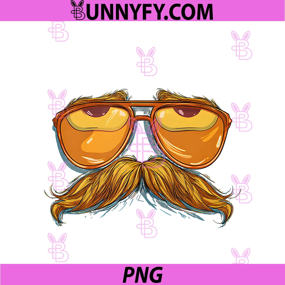 Grumpy Glasses Face PNG, With Mustache Beard Graphic PNG