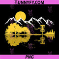 Disc Golf Mountain Lake Art PNG, Sunset Disc Golf Calm Scene PNG