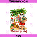 HOHOHO Christmas In July PNG, Santa Surfing Hawaii Beach Summer PNG