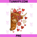 HUGvyn Valentine Highland Cow PNG, Coquette XOXO Howdy Western PNG