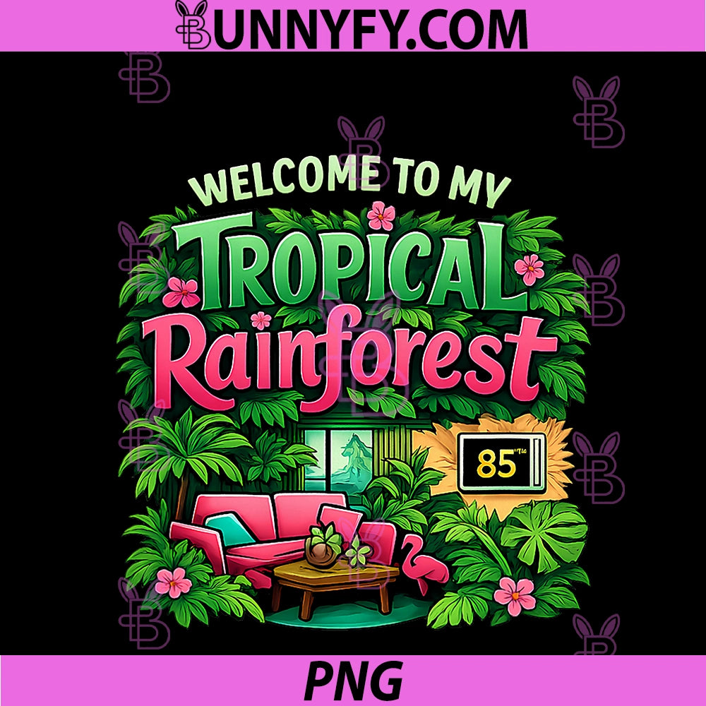 HVAC Thermostat PNG, Humor Tropical Rainforest Living Room PNG