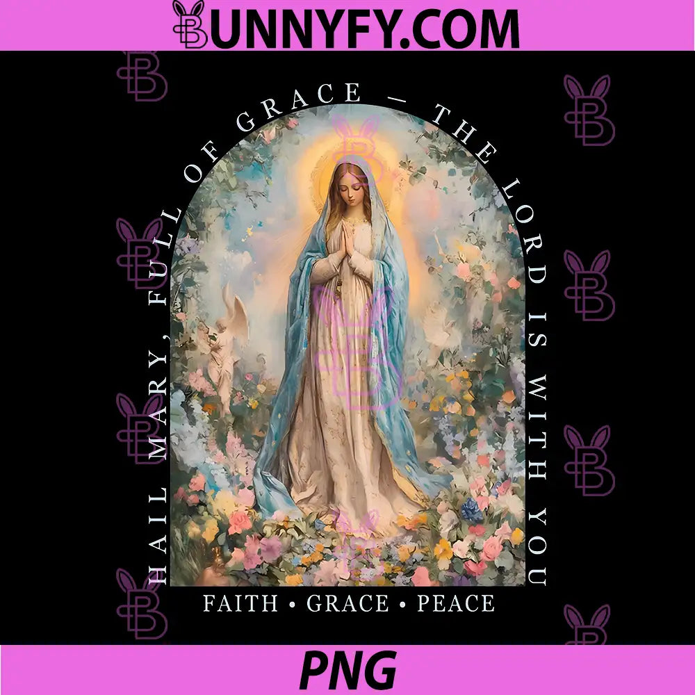 Hail Mary Full of Grace The Lord is with You PNG, Christian Art PNG