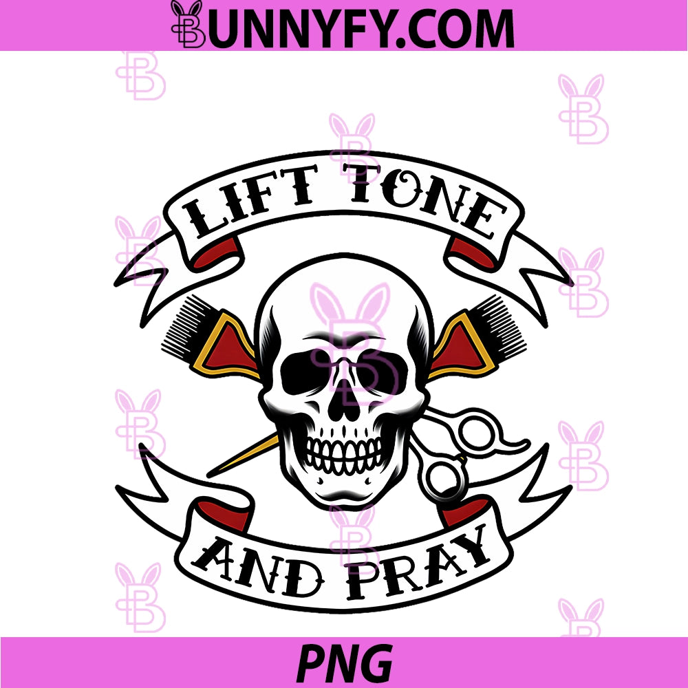 Hair Stylist Lift Tone And Pray PNG, Cosmetologist Skull PNG