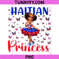 Haitian Princess Dabbing PNG, Butterfly Haiti Flag Black PNG