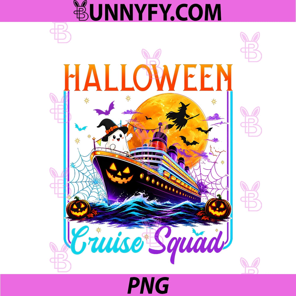 Halloween Cruise Squad PNG, Boo Ghosts Witch Horror Cruise Ship PNG