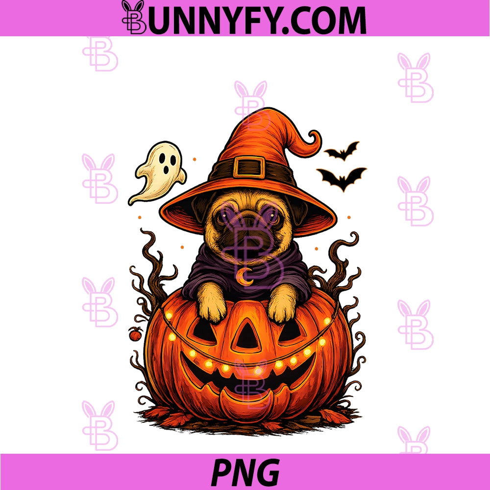 Halloween Dog Pumpkin Spooky Season PNG, Witch Hat Dogs PNG