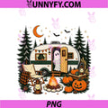Halloween Ghost Fall RV PNG, Camping Autumn Moon Night Funny PNG