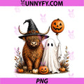 Halloween Highland Cow PNG, Spooky Highlander Cow Fall PNG