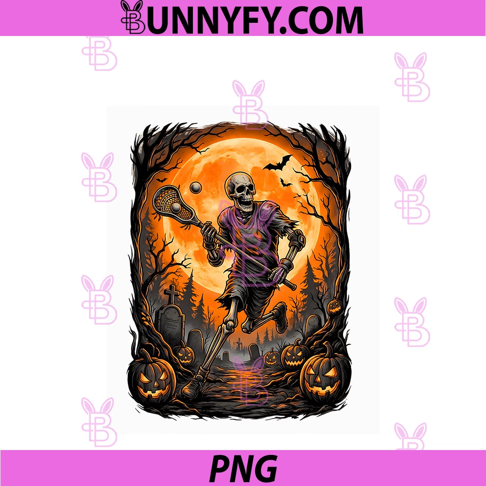 Halloween Playing Lacrosse PNG, Player Horror Skeleton PNG