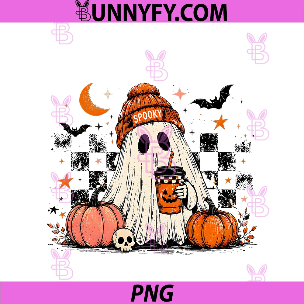 Halloween Spooky Ghost PNG, Coffee Pumpkin Skull PNG