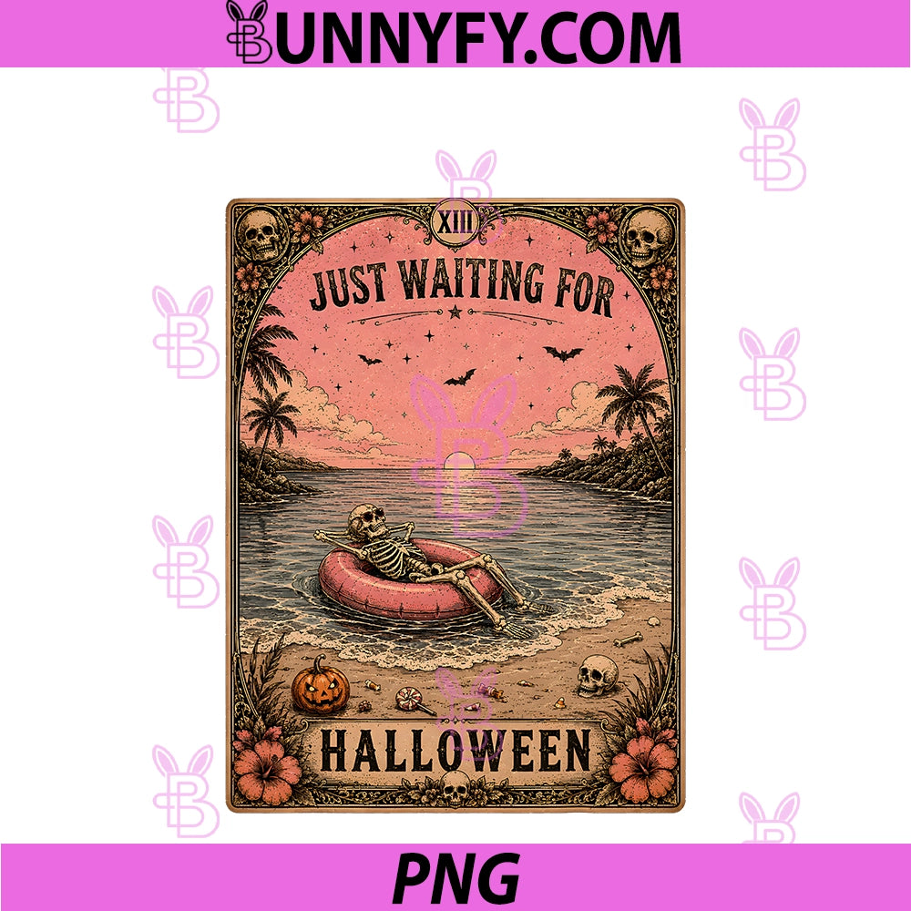 Halloween Tarot Card Spooky Summer PNG, Skeleton Just Waiting PNG
