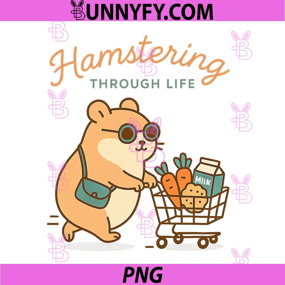 Hamstering Through Life PNG, Cute Hamster Shopping PNG