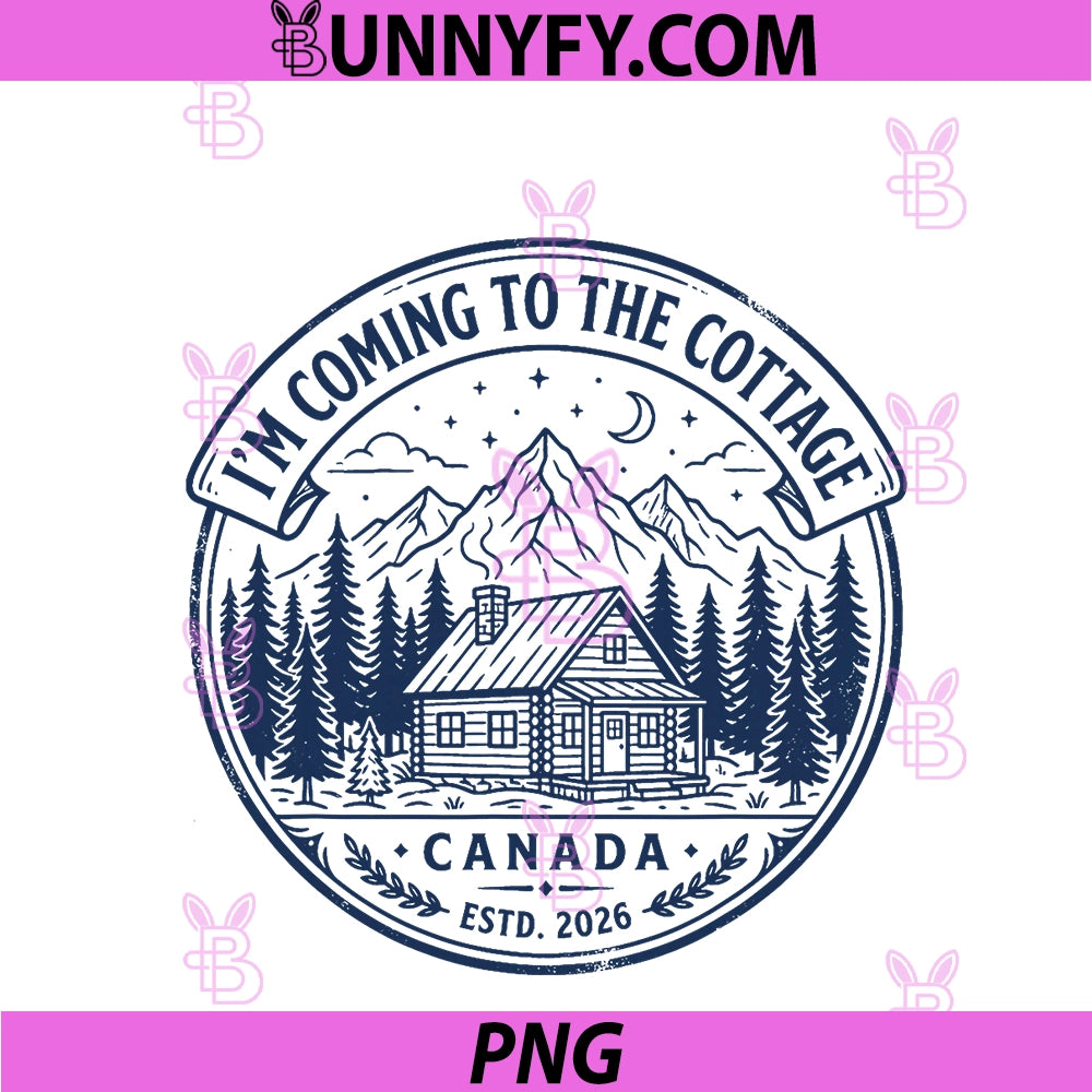 Hand-Drawn Coming Cottage Canada Estd. 2026 PNG,  Retro Vintage PNG