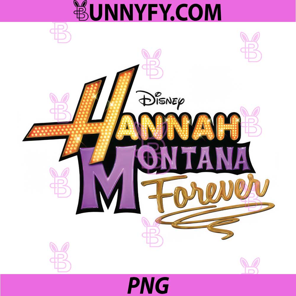 Hannah Montana Forever Design PNG, Retro Disney Logo Style PNG