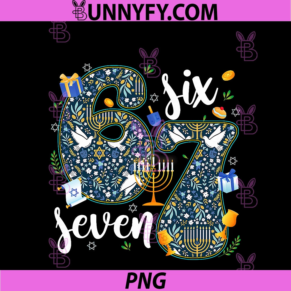 Hanukkah Menorah Dreidel 67 PNG, Festive Chanukah Six Seven Meme PNG