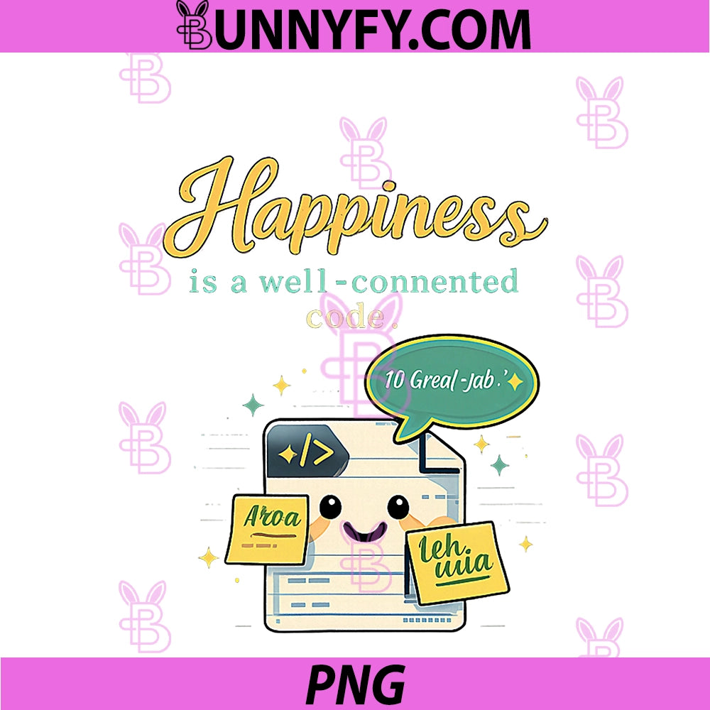 Happiness Is Well Commented PNG, Code Programmer Humor PNG